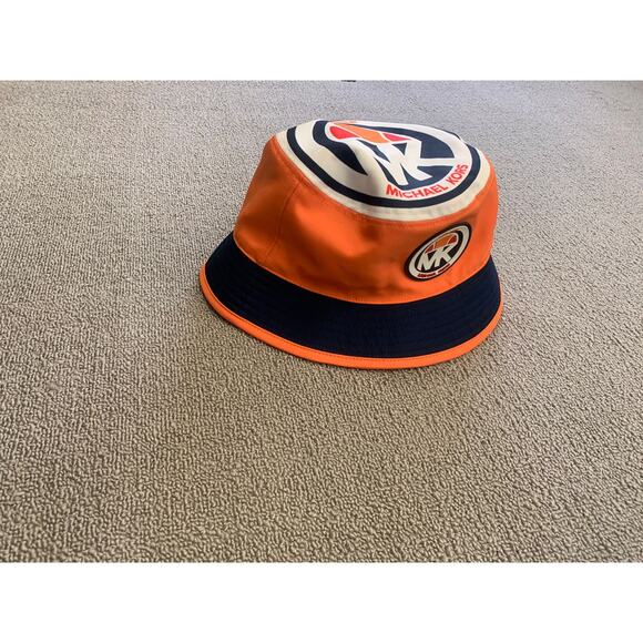 MICHAEL KORS Women‎ One Size Orange Navy Logo Bucket Hat - Picture 9 of 10
